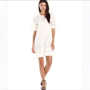 THEORY Dart herringbone IDETTEAH EYELET
EMBROIDERED SHIFT DRESS white 2